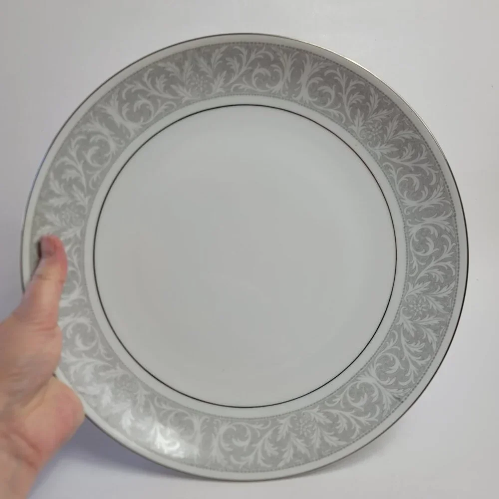 Imperial China Whitney Chop Plate White Gray Band Leaf Scrolls W. Dalton
